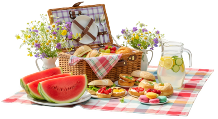 Summer Picnic Spread, isolated on white background