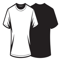 Two t shirts one white and one black side by side on white background