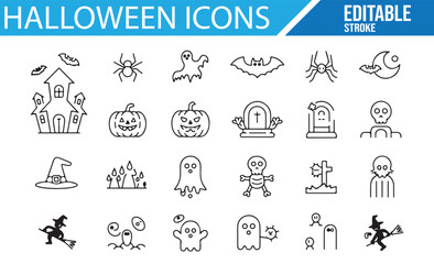 Editable Halloween Icons for Graphic Design and Web Projects

