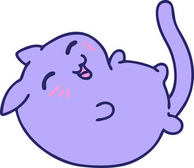 cartoon of a cute happy cat laughing in bright neon color