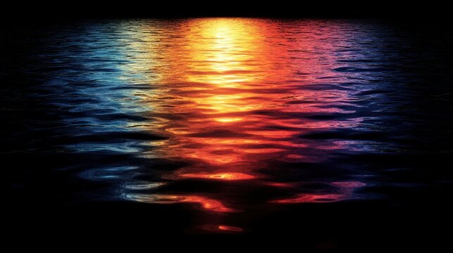 Vibrant sunset reflected on rippling water