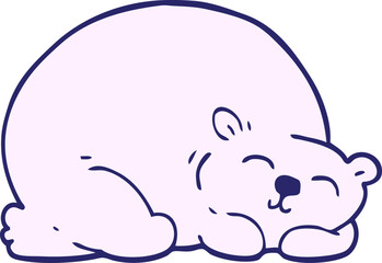 cartoon doodle happy polar bear sleeping in bright neon color