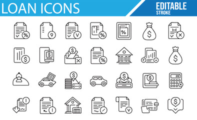 Vector Loan Icons for Digital and Graphic Design in Finance