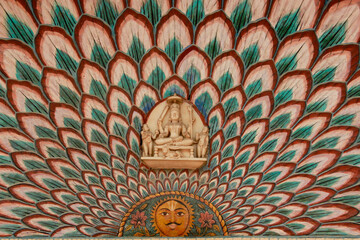 Abstract drawing above the golden door in the City Palace of Jaipur. India