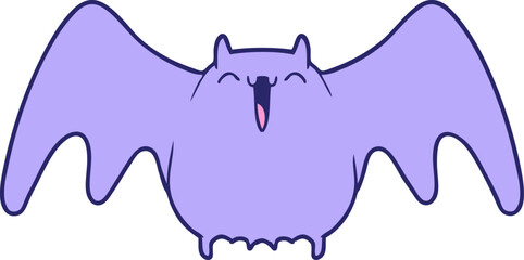 spooky cartoon bat in bright neon color