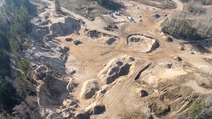 Aerial View of Sand Quarry and Excavation Sites