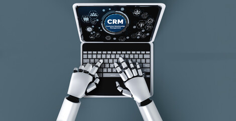 Customer relationship management system on modish computer for CRM business and enterprise
