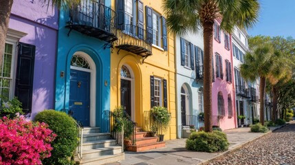 Colorful row of historic houses