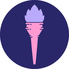 iconic tattoo style image of a lit torch in bright neon color