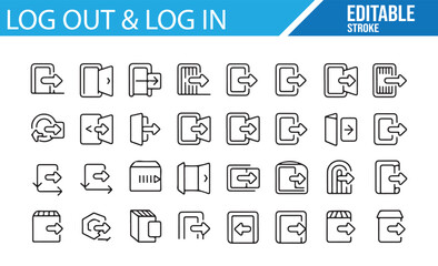 Vector Log In and Log Out Symbols for Digital and Web Projects