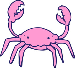 cartoon crab in bright neon color