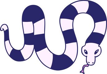hand drawn quirky cartoon snake in bright neon color