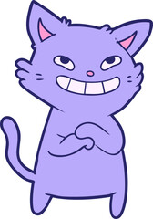 happy cartoon cat in bright neon color