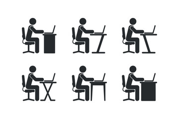 Fototapeta premium Office Work Icon Set Vector Illustrations
