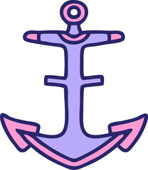 iconic tattoo style image of an anchor in bright neon color
