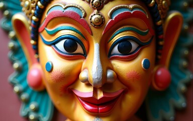 Colorful Traditional Thai Mask with Ornate Details. High quality