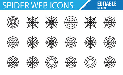 Black and White Spider Web Icons for Graphics and Web Design