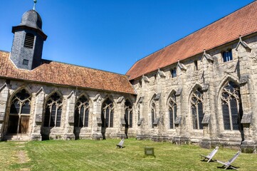 Historic Stone Church with Gothic Windows