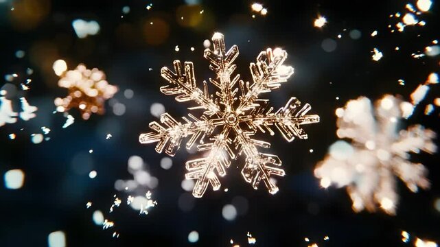 Delicate and intricate snowflake patterns captured against a soft winter background for nature lovers