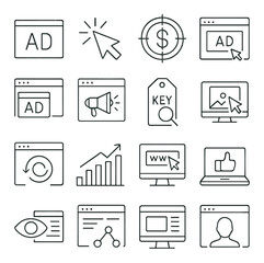 Digital marketing collection, online advertising and promotion icons set