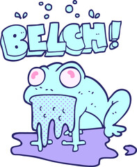freehand drawn cartoon gross little frog in bright neon color
