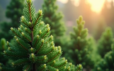 Green Pine Trees that sprout at the end of the year season to be used as decoration in religious festivals. High quality