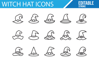 Editable Witch Hat Icon Collection for Halloween Designs
