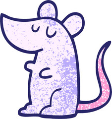 grunge textured illustration cartoon mouse in bright neon color