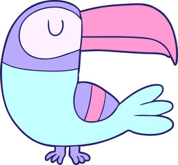 cartoon toucan in bright neon color