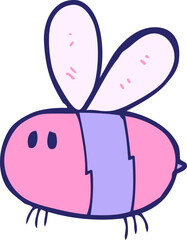 cartoon bee in bright neon color