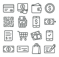 Modern payment icon collection, finance and transaction symbols for digital banking