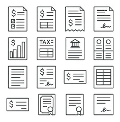 Financial icon collection, money and banking symbols. accounting and tax icons set