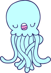 cartoon jellyfish in bright neon color