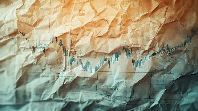  A crumpled paper note background with faded stock graphs and economic symbols financial uncertainty concept (1)