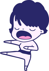 cartoon woman talking in bright neon color