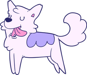 cartoon happy dog in bright neon color