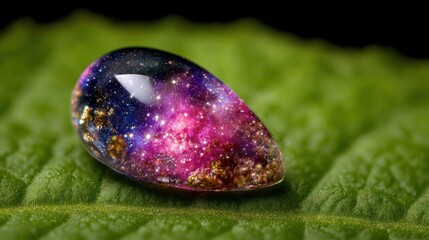 Cosmic gem on leaf