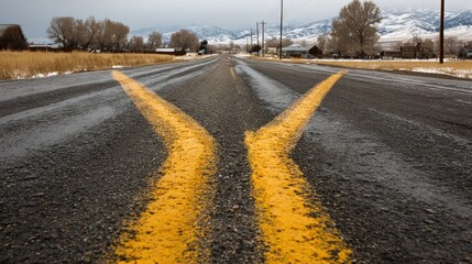 Country road forked path
