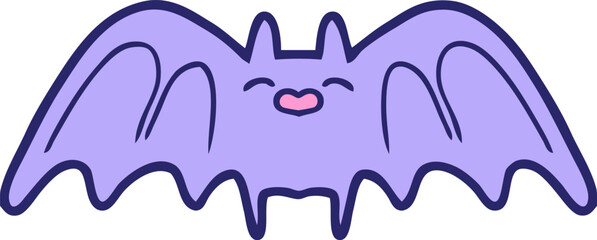 spooky cartoon bat in bright neon color