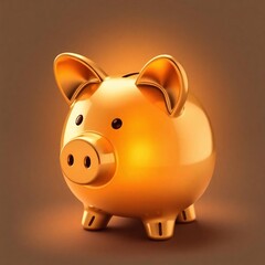 A graceful and elegant piggy bank radiating a warm golden glow, exhibiting refined features and a luxurious aesthetic.