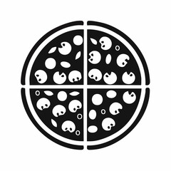 pizza black silhouette vector, Simple silhouette Design vector icon with white background. Food vector