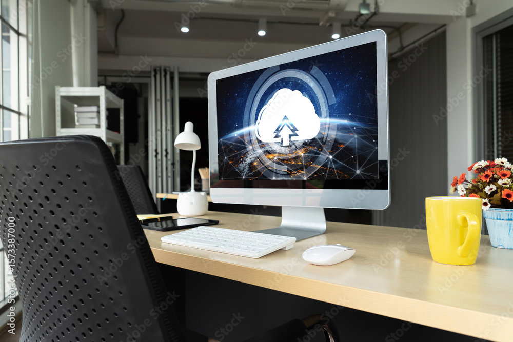 Poster cloud computing software for modish remote work and personal data storage