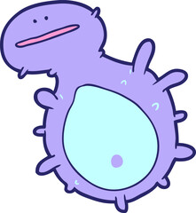 cartoon germ in bright neon color