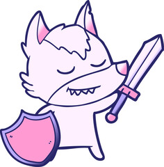 friendly cartoon wolf in bright neon color