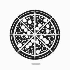 pizza black silhouette vector, Simple silhouette Design vector icon with white background. Food vector