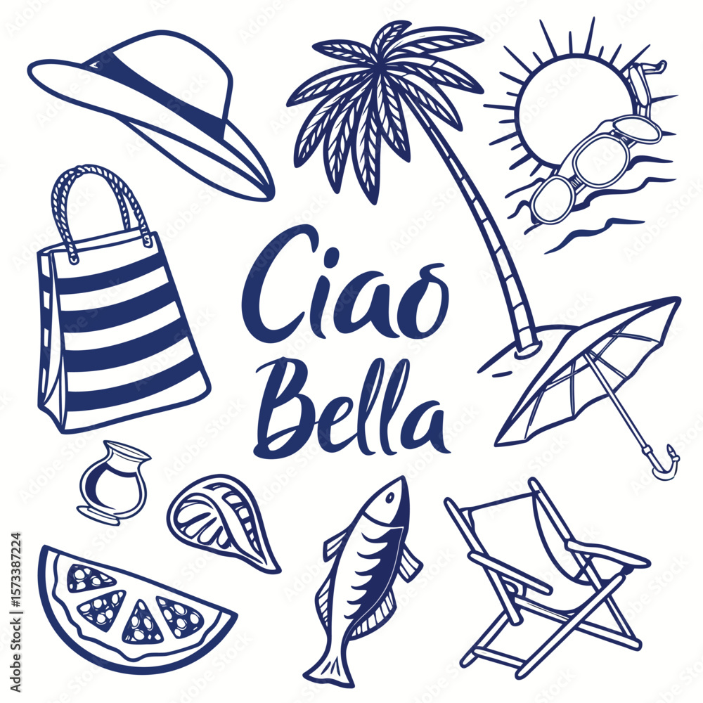 Poster hand drawn illustrations with bold lines and a diverse color palette perfect for adding an artistic 