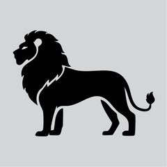 Lion black silhouette vector, Simple silhouette Design vector icon with white background. Wild Animal Vector.