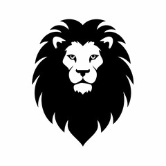 Lion black silhouette vector, Simple silhouette Design vector icon with white background. Wild Animal Vector.