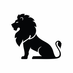 Lion black silhouette vector, Simple silhouette Design vector icon with white background. Wild Animal Vector.