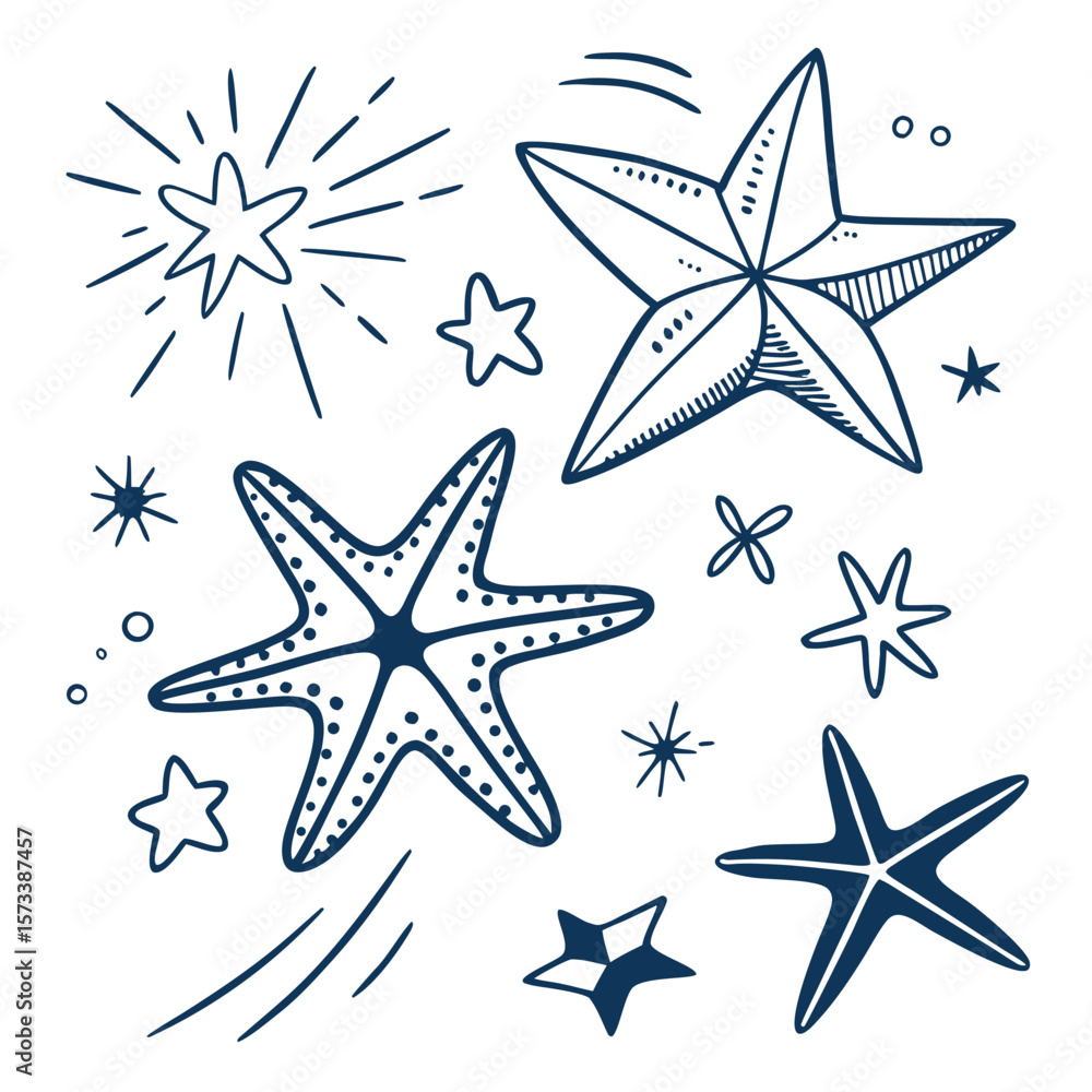 Poster a delightful collection of twelve hand drawn star and sparkle designs offering a whimsical and decor